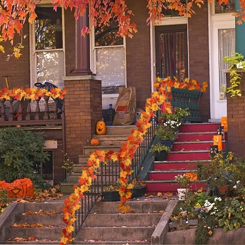 Miniatura 4 de RECUTMS 2 guirnaldas de otoño con hojas de otoño, decoración de otoño para el hogar, guirnalda artificial de follaje de otoño, decoración de Acción