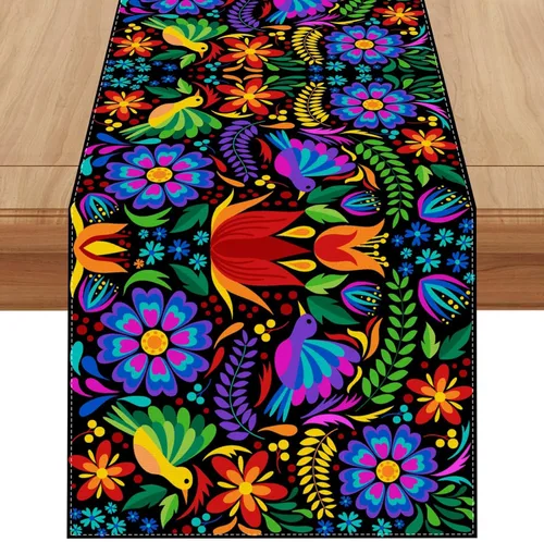Miniatura 6 de Juego de 4 manteles individuales de fiesta mexicana del Cinco de Mayo, decoración del Día de los Muertos, decoración y suministros para el hogar