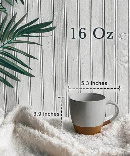 Miniatura 2 de Mora - Juego de 4 tazas grandes de cerámica para café con leche, 16 onzas - Aptas para microondas, tazas de café de porcelana con asa grande - Earl
