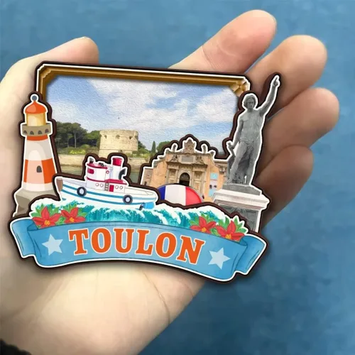 Miniatura 4 de Toulon Provence-Alpes-Cote d'Azur Francia - Imán para nevera Colección de madera 3D Madera hecha a mano recuerdos de la ciudad de viaje, imán