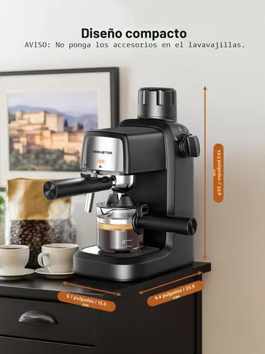 Miniatura 6 de KEENSTAR Máquina de café expreso de 3.5 bar con espumador de leche, máquina compacta de espresso y capuchino de 800 W con función