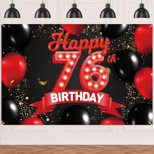 Miniatura 104 de Cartel de feliz cumpleaños 15 color rojo y negro, decoración temática de globos para niñas y mujeres, princesas de 15 años, fiesta de cumpleaños