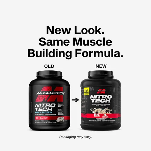 Miniatura 2 de Muscletech Proteína de suero en polvo (Galletas y Crema, 4 libras) - Fórmula Nitro-Tech Ultimate para construcción muscular con aislado de proteína