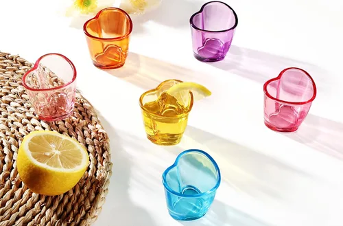 Miniatura 3 de Juego de vasos de chupito con forma de corazón, lindo vaso de chupito rosa para accesorios de carrito de bar, 1.5 onzas (6, azul)