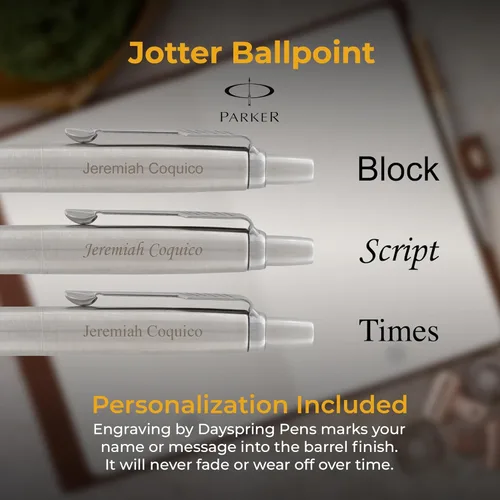 Miniatura 3 de Parker Jotter - Bolígrafo de acero inoxidable con borde cromado, grabado personalizado: graduación, nuevo trabajo, promoción u regalo de oficina