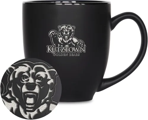 Miniatura 244 de Rico Industries - Taza de cerámica mate negra con grabado láser estándar de 15oz para NCAA (escuelas T & U) - Para bebidas calientes o frías
