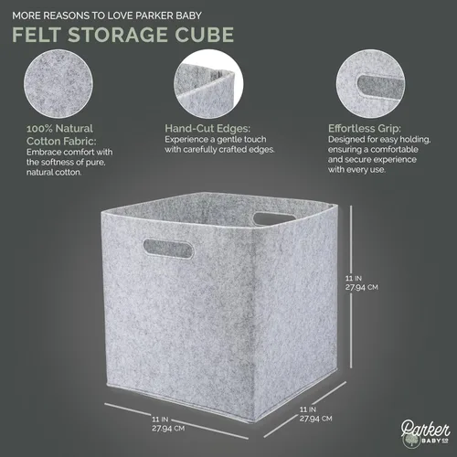 Miniatura 2 de Parker Cubo de almacenamiento plegable de fieltro para bebé, cubo de 11 pulgadas para organizador de cubos, organizadores de armario y contenedor