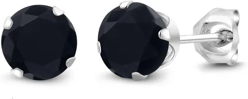 Miniatura 109 de Gem Stone King Aretes redondos de plata de ley 925 con piedra natal de 0.236 in para mujer