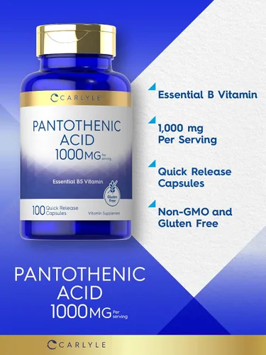 Miniatura 3 de Carlyle Vitamina B5 de ácido pantoténico 1000 mg 100 cápsulas Suplemento sin OMG, sin gluten