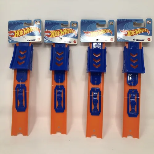 Miniatura 4 de Hot Wheels Rampa Track Builder Parts Lote de 4 rectas de 10 pulgadas de largo + 4 conectores