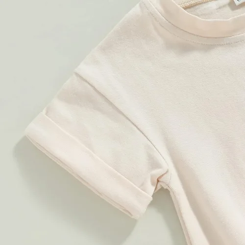 Miniatura 6 de AEEMCEM Unisex Baby Boy Girl Solid Color Short Sleeve Bubble Romper Oversized T-Shirt Romper Bodysuit Top Summer Clothes