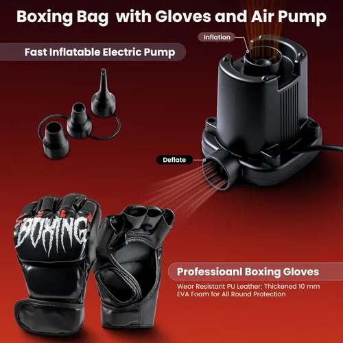 Miniatura 5 de Saco de boxeo independiente para adultos y adolescentes, bolsa de boxeo pesada de 70 pulgadas con guantes y bomba, bolsas de kickboxing de pie