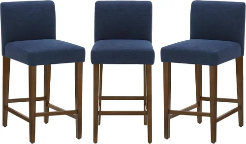 Miniatura 20 de CHITA Juego de 2 taburetes de bar de altura de mostrador, taburetes de bar tapizados de altura de asiento de 27 pulgadas, cuero sintético en negro