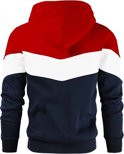 Miniatura 3 de Gesean - Sudadera con capucha de manga larga para hombre diseño de bloque de color estilo casual con bolsillo