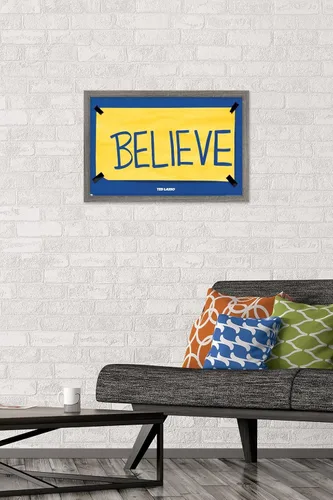 Miniatura 2 de Trends International Ted Lasso - Póster de pared Believe, 14.725 x 22.375 pulgadas, versión enmarcada de madera de granero