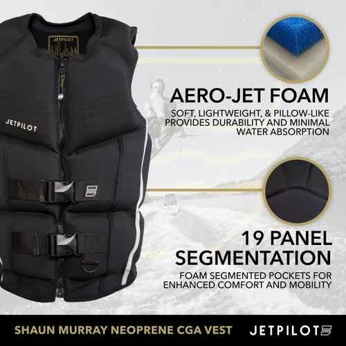 Miniatura 2 de Jet Pilot Shaun Murray Chaleco de neopreno aprobado por la CGA PFD (negro, XXL)