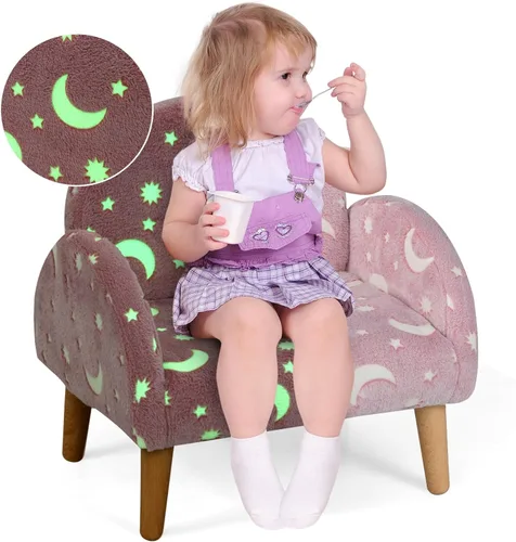 Miniatura 16 de Sofá Infantil INFANS, Silla Balancín para Niños Pequeños con Estructura de Madera Sólida, Diseño Antivuelco, Tela de Felpa, Sillón para Niños