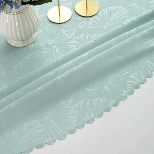 Miniatura 6 de Mantel Redondo Aqua Jacquard Pequeño de 40 Pulgadas, Manteles para Mesas de hasta 26" de Diámetro, Impermeable, Lavable, Sin Arrugas, Tela Suave