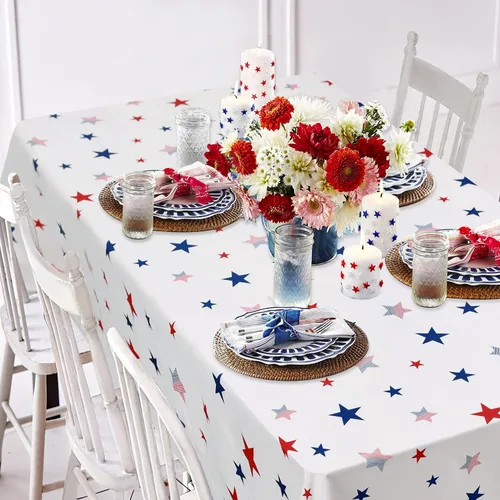Miniatura 3 de DWCN Mantel patriótico cuadrado del 4 de julio, impermeable, resistente a las manchas, con patrón de estrellas, lavable para el Día de los Caídos