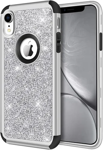 Miniatura 8 de Hython Compatible con Funda para iPhone XR, Protector Defensor de Cuerpo Completo de Servicio Pesado con Purpurina Brillante Reluciente, Carcasa