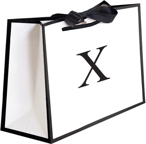 Miniatura 34 de QLSKO - Bolsa de regalo inicial con lazo de cinta, bolsa de papel horizontal personalizada, bolsa de regalo con monograma para cumpleaños