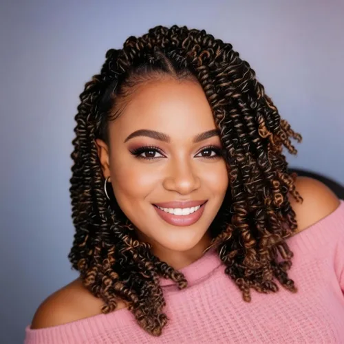 Miniatura 25 de Fulcrum Cabello Passion Twist de 8 pulgadas, 8 paquetes de cabello de ganchillo Passion Twist para mujeres negras, cabello de ganchillo con bucles