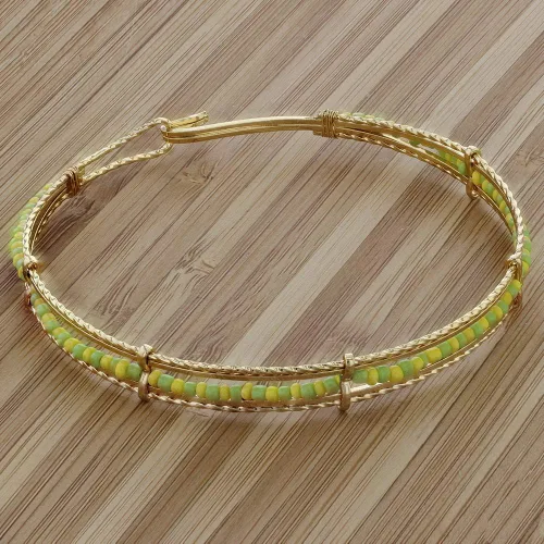 Miniatura 4 de Pulsera de cuentas Babalawo chapada en oro verde y amarillo para mujer hermosa pulsera de orulla chapada en oro elegante joyería de protección