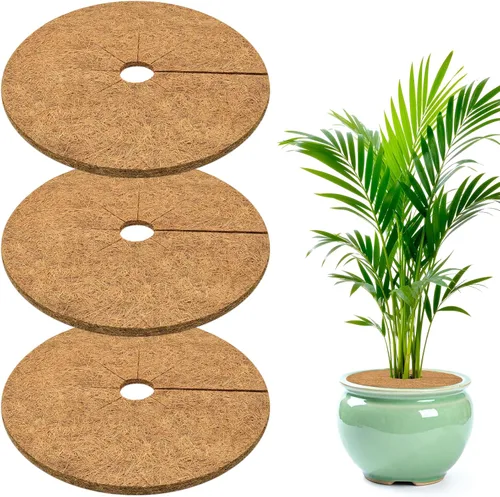 ZeeDix Paquete de 3 anillos de mantillo de fibra de coco, 11.8 pulgadas de fibra de coco, tapete de mantillo de árbol de coco 100% natural,