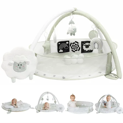 Miniatura 6 de Aila+Aiden Centro de actividades para bebés 6 en 1 XL y pozo de pelotas, tapete de juego para bebés y gimnasio de juego, juguetes de exploración