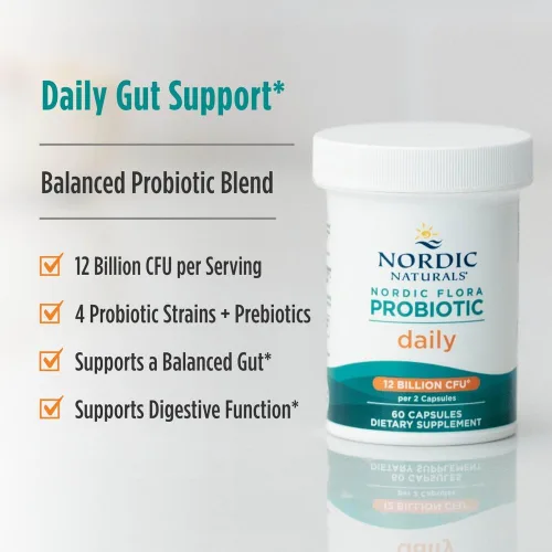 Miniatura 3 de Nordic Naturals Nordic Flora Probiotic Daily - 60 cápsulas - 4 cepas probióticas con 12 mil millones de cultivos - Bienestar óptimo, apoyo