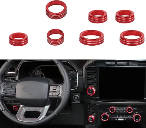 Miniatura 5 de Keptrim para Ford F150 2021 2022 2023 2024 2025 Perilla para Interruptor de Aire Acondicionado y Remolque y 4WD y VOL y Botón de Faro, Aluminio Negro