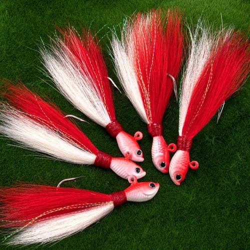 Miniatura 22 de Alwonder Paquete de 5 plantillas de cola de cubo para el cabello, señuelos de pesca de agua salada, pesca de agua dulce, señuelos de pesca de surf