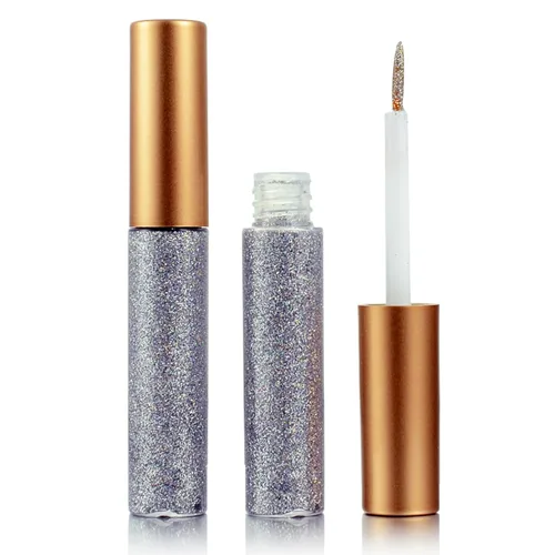Miniatura 12 de Delineador de ojos con purpurina, delineador de ojos rosa con purpurina, maquillaje de larga duración impermeable con purpurina, plateado, oro