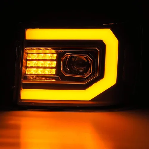 Miniatura 6 de AlphaRex PRO-Series Negro Compatible con 07-13 GMC Sierra 1500/07-14 Sierra 2500HD/3500HD Faros LED Tubo Dual Proyector con DRL Switchback/Señal Sin