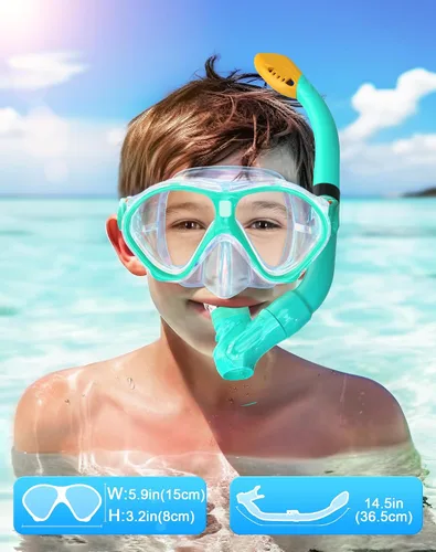Miniatura 7 de Gintenco Juego de esnórquel para niños, máscara de buceo para niños como gafas de natación unisex, juego de máscara de buceo antivaho y esnórquel