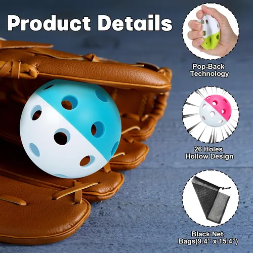 Miniatura 4 de Mototo 12/30/60 Pelotas de béisbol de práctica para golpear, pelotas de béisbol suaves de plástico de 2.8 pulgadas para práctica, pelota suave