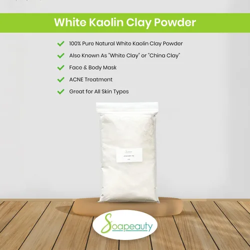 Miniatura 2 de Soapeauty Polvo de arcilla de caolín blanco, grado cosmético, 100% natural, tratamientos faciales, máscara facial, fabricación de jabón, bomba