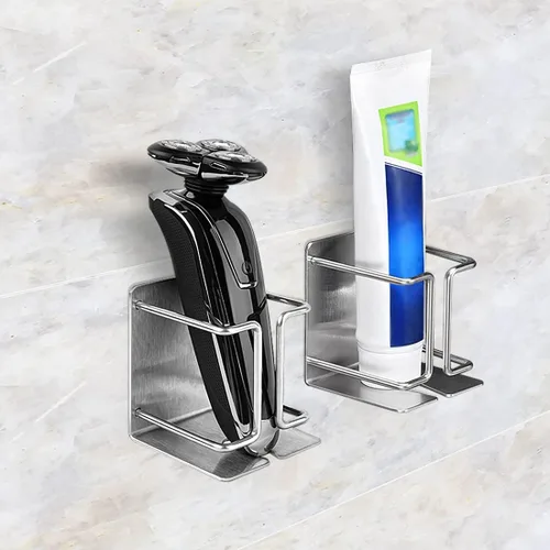 Miniatura 3 de Linkidea Soporte eléctrico para maquinilla de afeitar montado en la pared, de acero inoxidable, estantes de almacenamiento de maquinilla de afeitar