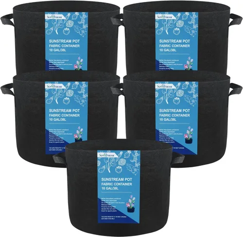 Miniatura 10 de SunStream Bolsas de cultivo de 3 galones, paquete de 10 unidades resistentes de 10.58 oz engrosadas con asas, macetas de jardín de tela no tejida
