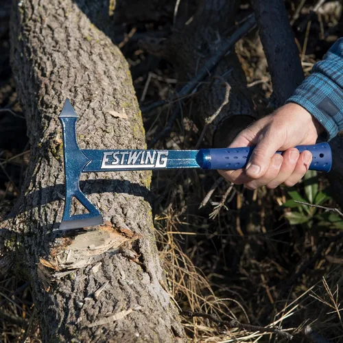Miniatura 5 de ESTWING Hacha Tomahawk - Hacha ligera de 16.25 pulgadas con construcción de acero forjado y agarre de reducción de golpes - E6-TA Azul