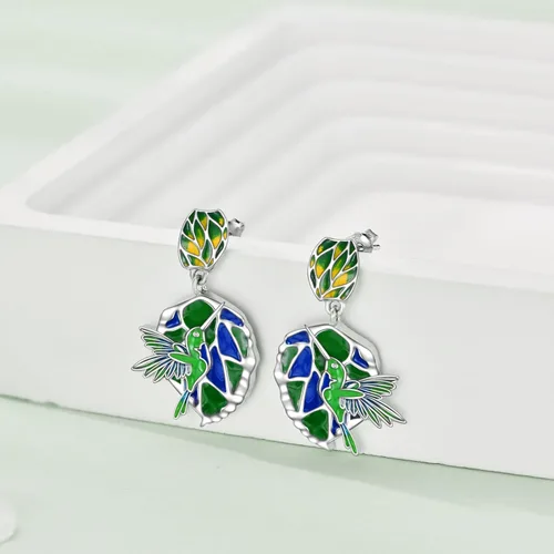 Miniatura 3 de CRMAD Aretes colgantes de plata de ley para mujer de ajolotlcolibríluciérnaga