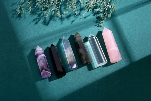 Miniatura 4 de DUQGUHO Piedras curativas de labradorita de 2 pulgadas, torre de varita de cristal, puntos de cuarzo natural, piedras preciosas hexagonales