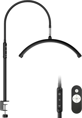 Mznoo Luz Media Luna con Abrazadera, Lámpara de Mesa LED para Manicura, Lámpara de Escritorio para Uñas, Extensiones de Pestañas, Cuidado de la Piel