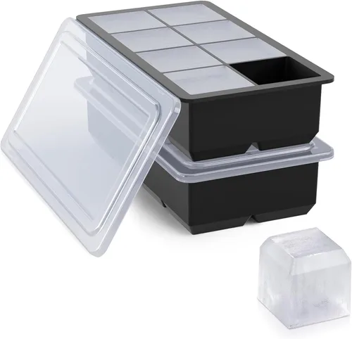 Miniatura 9 de Bangp Bandejas de silicona para cubitos de hielo con marco reforzado de metal (paquete de 3), bandeja grande para cubitos de hielo con tapa, molde