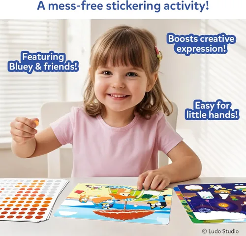 Miniatura 2 de Skillmatics Bluey Dot It - Actividad de calcomanías sin desorden para niños, más de 500 calcomanías, kits de manualidades, actividades de bricolaje