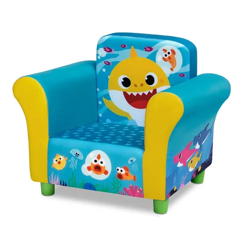 Miniatura 4 de Delta Children Silla tapizada, Baby Shark & Design & Store Organizador de almacenamiento de juguetes de 6 compartimientos, Disney Princess