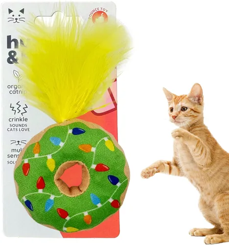 Miniatura 11 de Huxley & Kent Juguete de peluche para gatos, juguete interactivo de hierba gatera para gatos y gatitos, suave con arrugas y hierba gatera, divertido