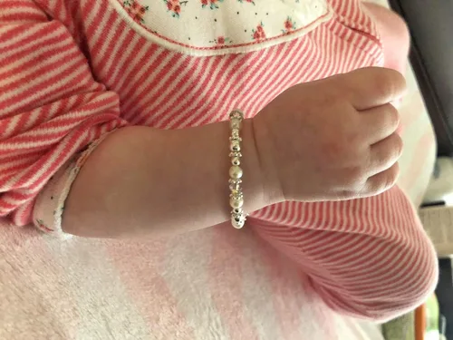 Miniatura 2 de Elegante perla de agua dulce cultivada blanca y cristales europeos con cuentas de plata de ley, regalo de lujo para niña (BFWSC_All)