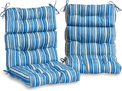 Miniatura 9 de South Pine Porch Cojín para silla de respaldo alto al aire libre (juego de 2), rayas de ladrillo