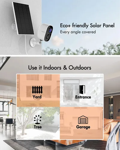 Miniatura 3 de Dzees Actualización de cámara solar de seguridad para exteriores inalámbrica, cámaras de seguridad inalámbricas para exteriores con panel solar